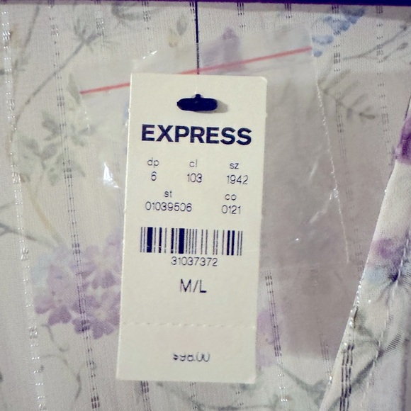 Express Floral Long Sleeve Maxi Duster Cover Up - white and Purple - Picture 3 of 6